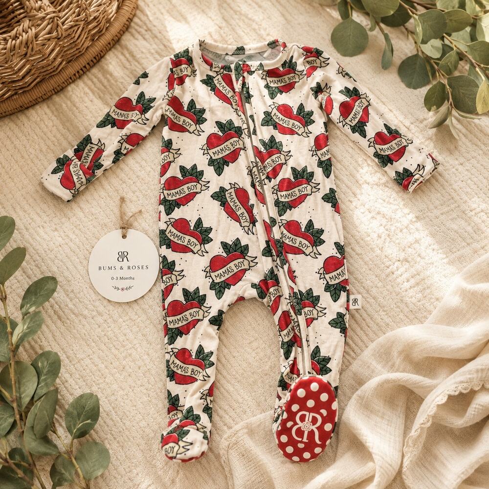 Bums & Roses Mama’s Boy Bamboo Sleeper 0-3M